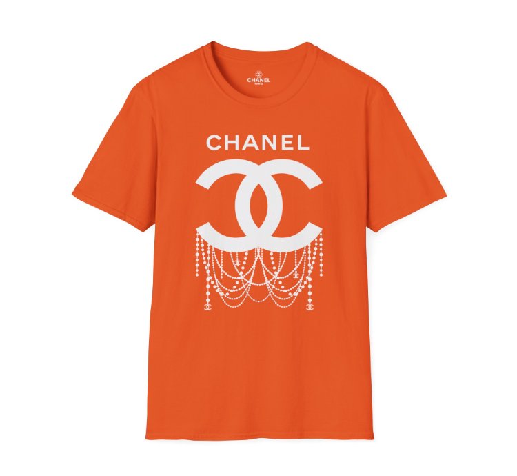 Chanel Logo Necklace Orange T-shirt - Size Usa