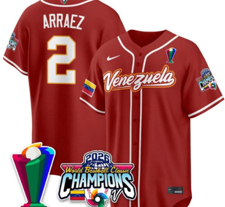 Luis Arraez 2 Venezuela Baseball Jersey 2026 World Baseball Classic Champions Limited Stitched