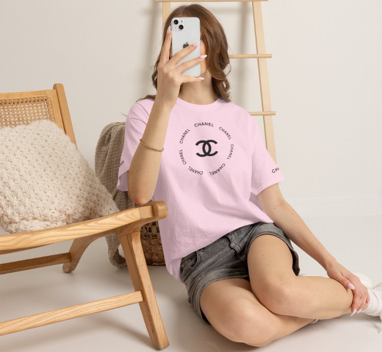 Chanel Logo Circle Light Pink T-shirt - Size Usa