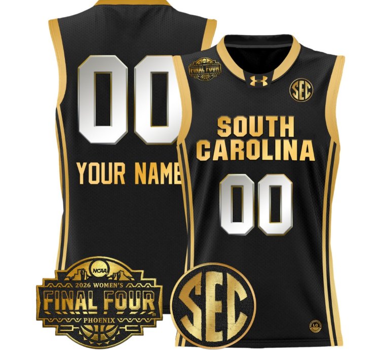 Custom South Carolina Gamecocks Jersey 2026 Final Four Stitched Black Gold