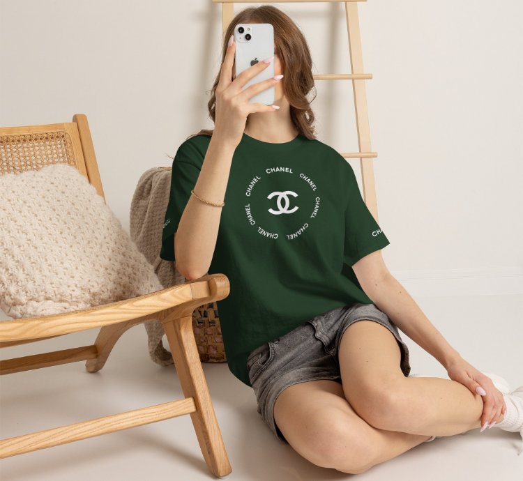 Chanel Logo Circle Forest Green T-shirt - Size Usa