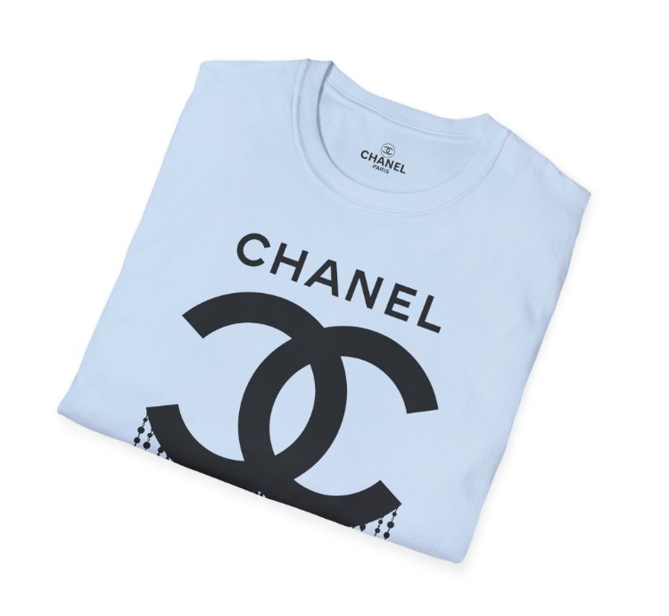 Chanel Logo Necklace Light Blue T-shirt - Size Usa
