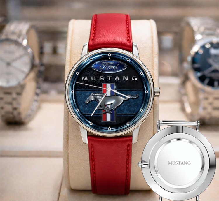 Mustang Logo Classic Watch For Men With Silver Steel Strap