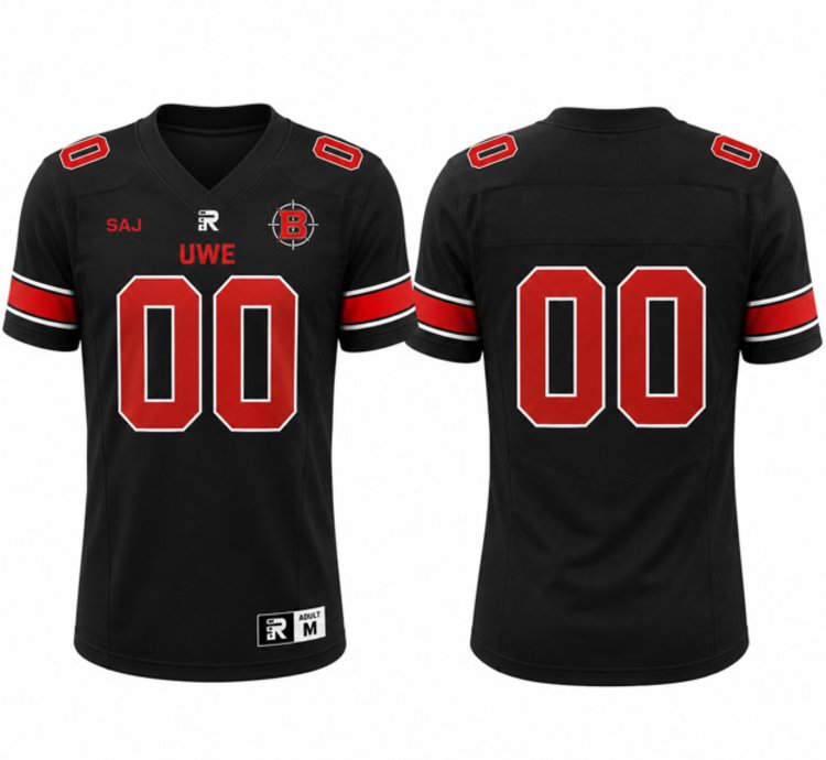 Custom Blank Name Uwe Bullets Football Jersey Home Vapor Patch All Stitched Black