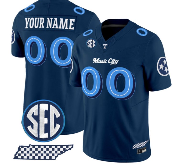 Custom Tennessee Vols Jersey Music City Edition Limited Stitched Navy