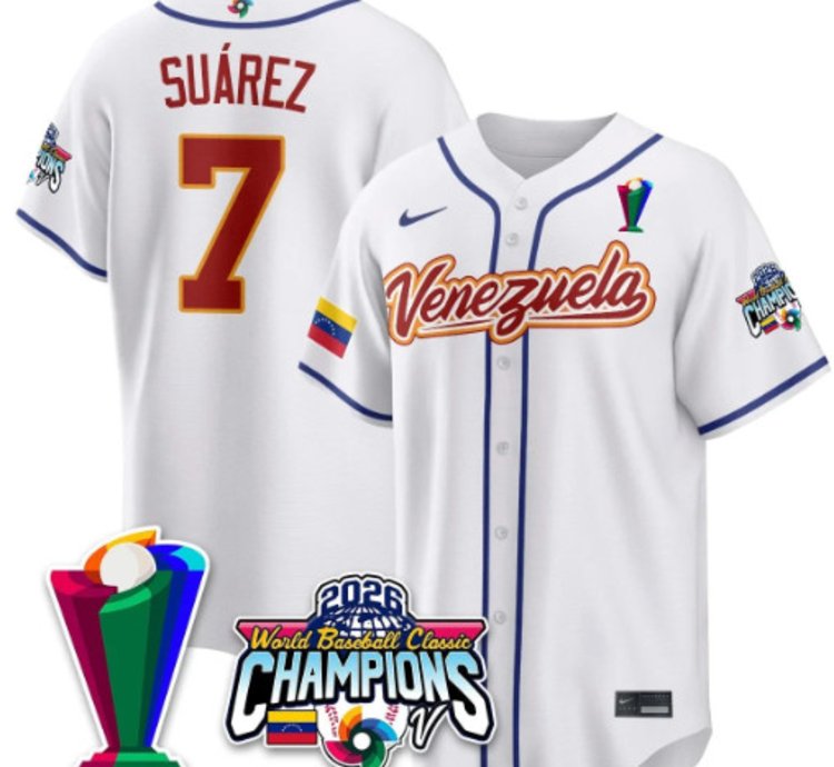 Eugenio Suarez 7 Venezuela Baseball Jersey 2026 World Baseball Classic Champions Limited Stitched