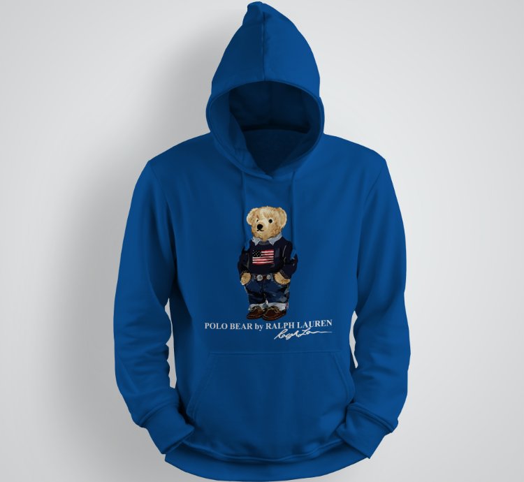 Classic Bear Hoodie Unisex Pullover Royal Blue
