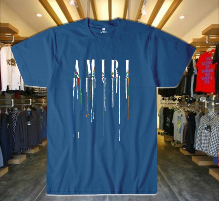 Drip Letter Print Unisex T-shirt Royal Blue