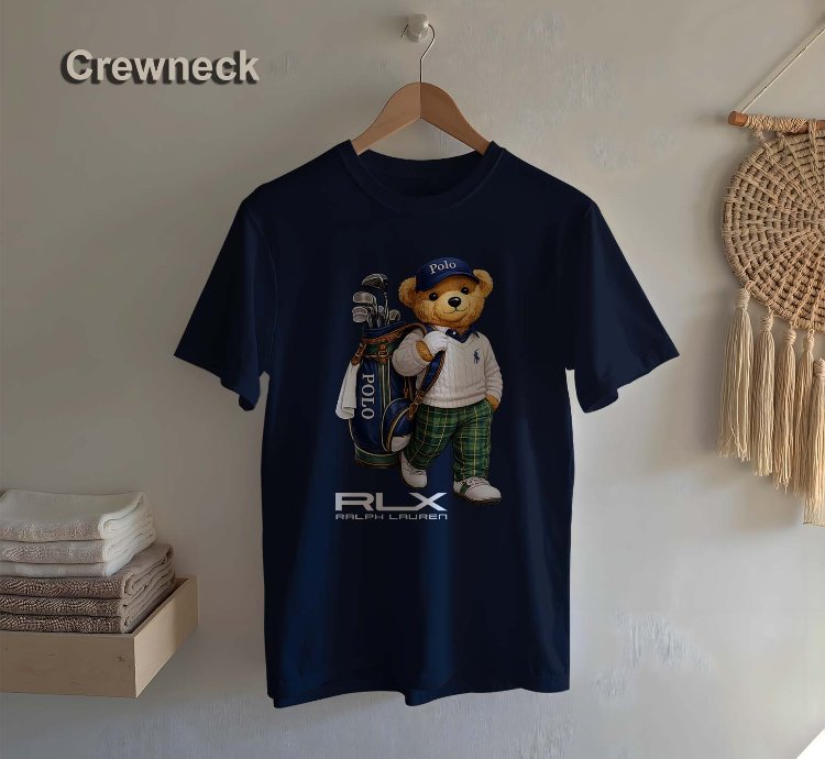 Polo T-shirt Bear Playing Golf Design For Men Us Size