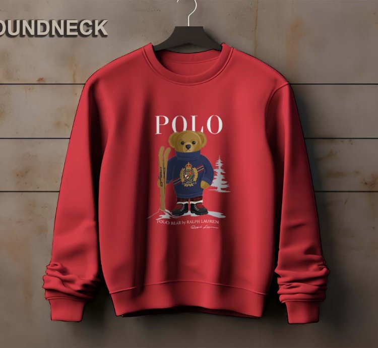 Polo Logo Sweatshirt Elegant Ice Bear Ski Design Us Size
