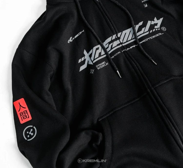 Kremlin Neo Hoodie - Zipper Hoodie Black Cybertech