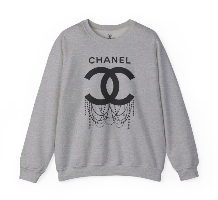 Chanel Logo Necklace Grey Sweatshirt - Size Usa