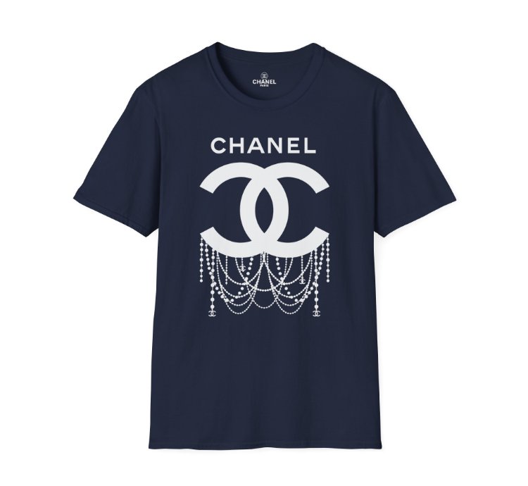 Chanel Logo Necklace Navy T-shirt - Size Usa