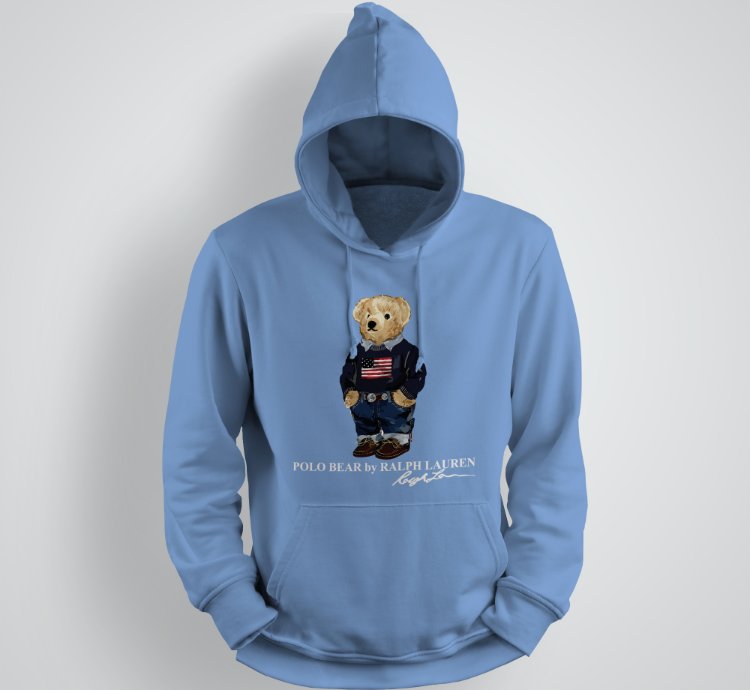 Classic Bear Hoodie Unisex Pullover Carolina Blue