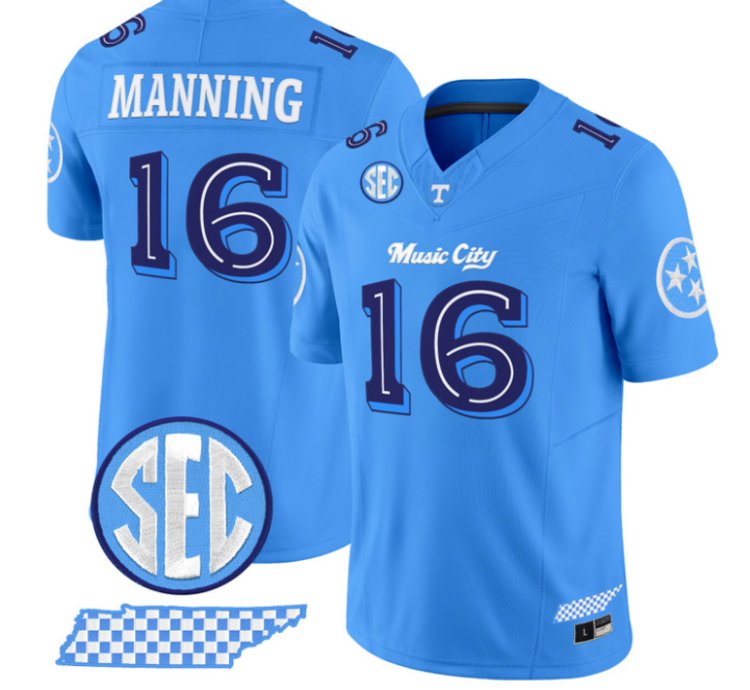 Peyton Manning Jersey 16 Tennessee Vols Music City Edition Stitched Blue