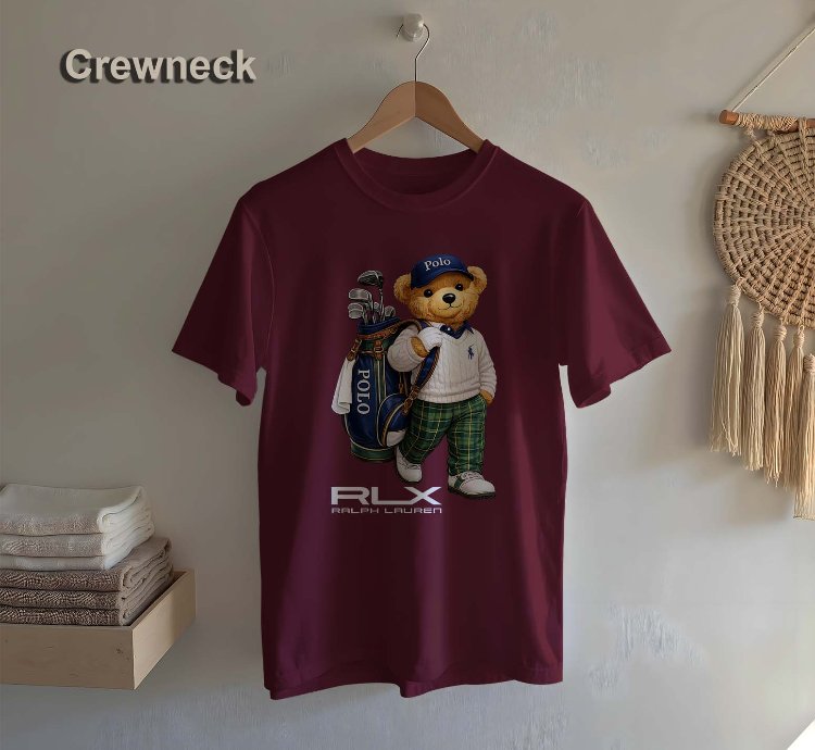 Polo T-shirt Bear Playing Golf Design For Men Us Size