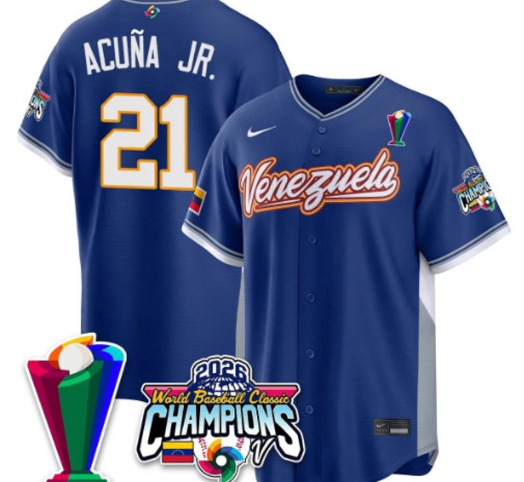 Ronald Acuna Jr 21 Venezuela Baseball Jersey 2026 World Baseball Classic Champions Limited Stitched