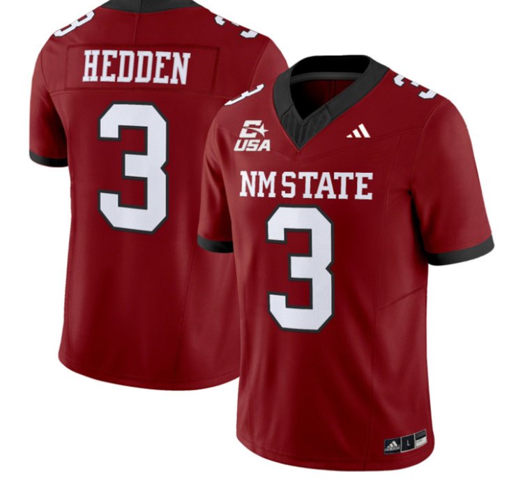 Trey Hedden Jersey 3 New Mexico State 2026 Vapor Limited Stitched Crimson