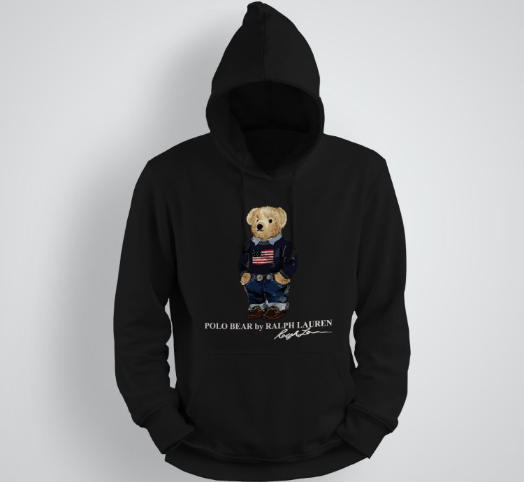 Classic Bear Hoodie Unisex Pullover Black