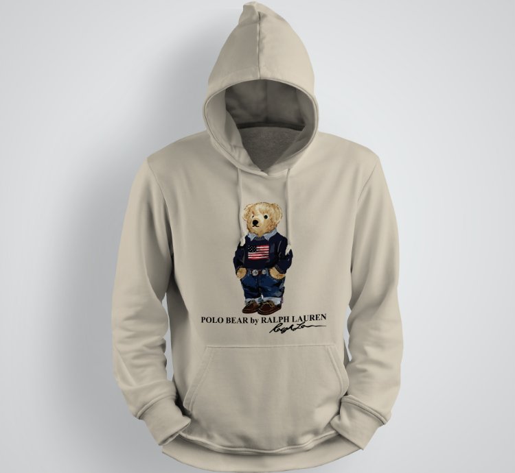 Classic Bear Hoodie Unisex Pullover Sand