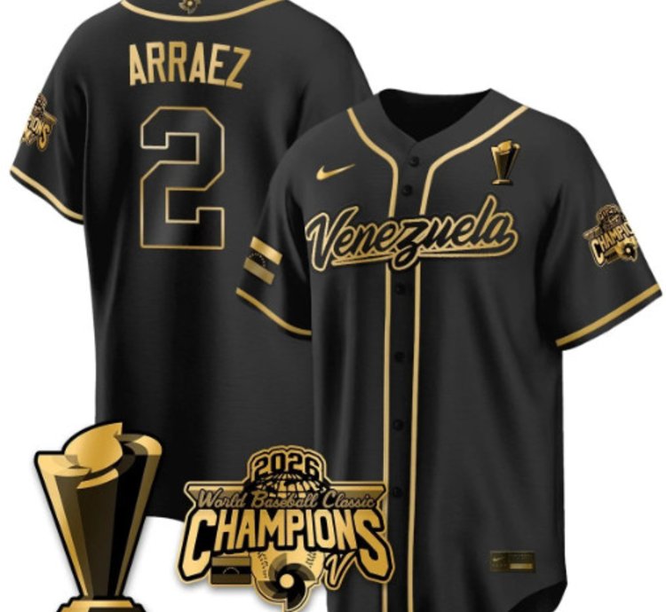 Luis Arraez 2 Venezuela Baseball Jersey 2026 World Baseball Classic Champions Limited Stitched