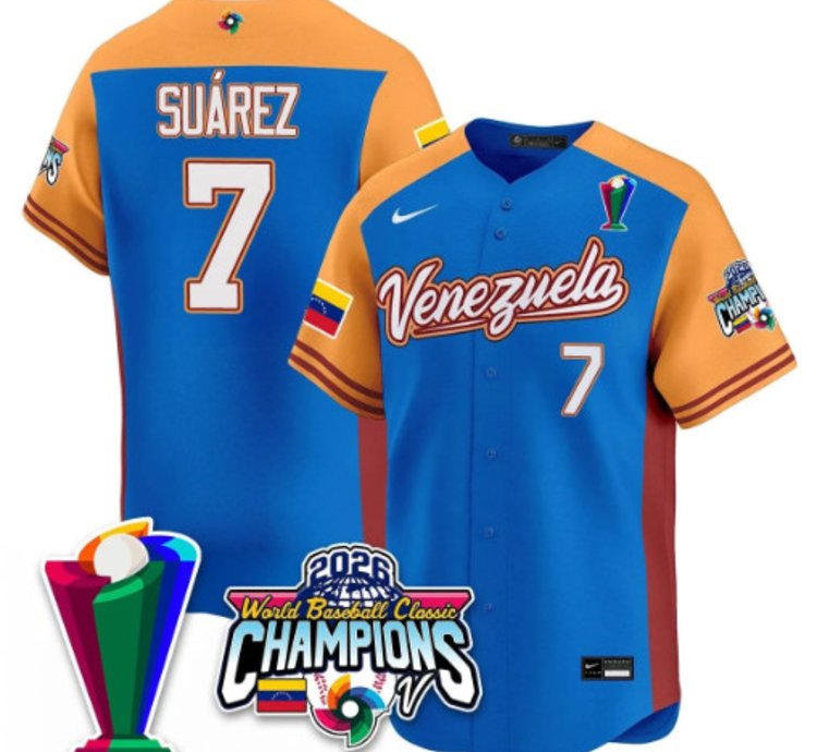 Eugenio Suarez 7 Venezuela Baseball Jersey 2026 World Baseball Classic Champions Limited Stitched