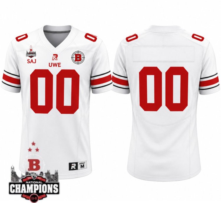 Custom Blank Name Uwe Bullets Football Jersey National Champions Patch All Stitched White
