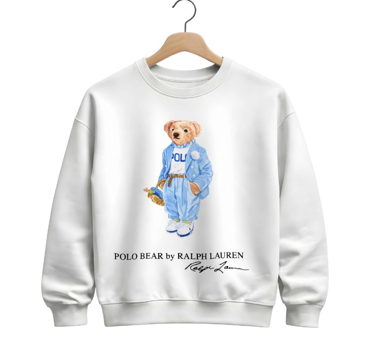 Polo Bear Carolina Blue Sweatshirt - Size Usa