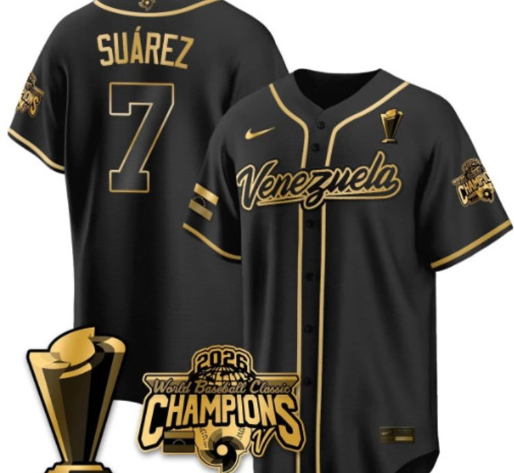 Eugenio Suarez 7 Venezuela Baseball Jersey 2026 World Baseball Classic Champions Limited Stitched