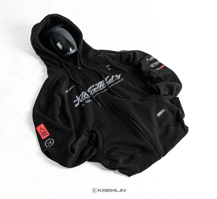 Kremlin Neo Hoodie - Zipper Hoodie Black Cybertech