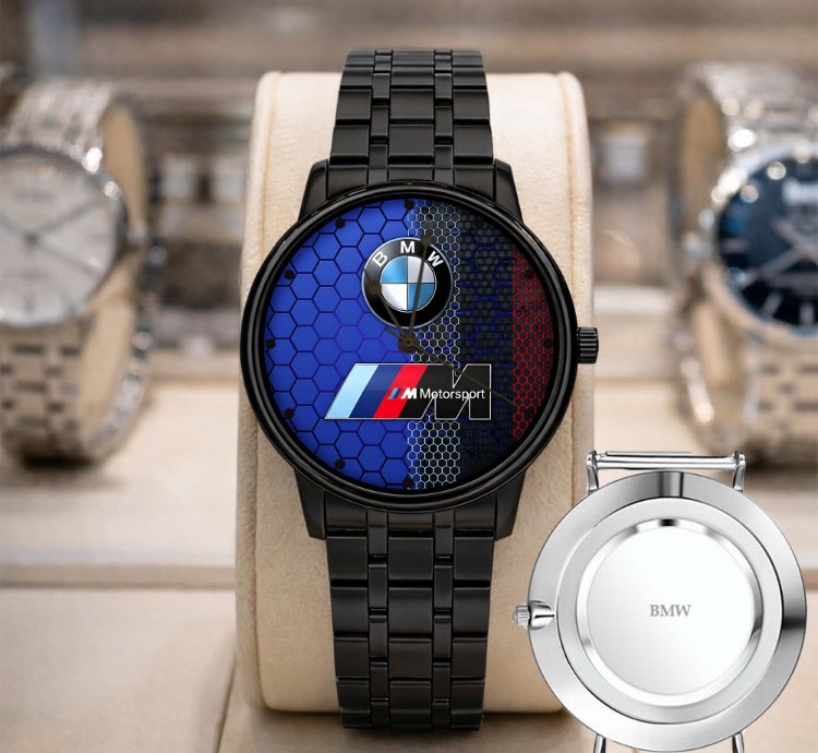 Bmw Logo Custom Analog Watch Stainless Steel Mens Bm1