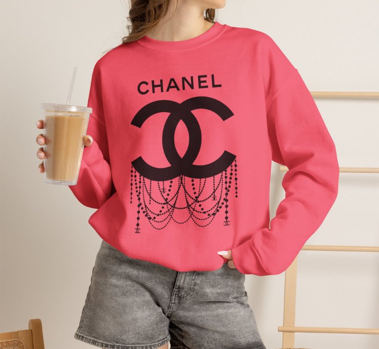 Chanel Logo Necklace Pink Sweatshirt - Size Usa