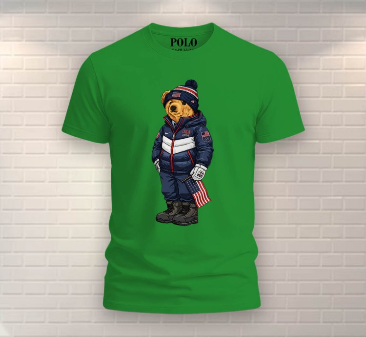 Patriotic American Bear Shirt Irish Green