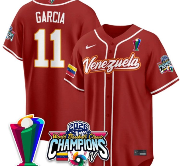 Maikel Garcia 11 Venezuela Baseball Jersey 2026 World Baseball Classic Champions Limited Stitched