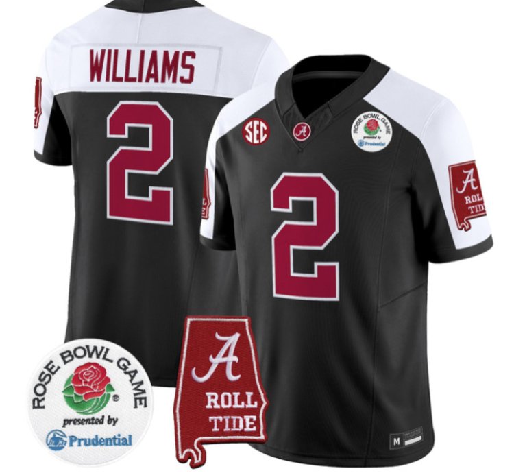 Ryan Williams Jersey 2 Alabama Crimson Tide 2026 Rose Bowl Stitched Black Alter