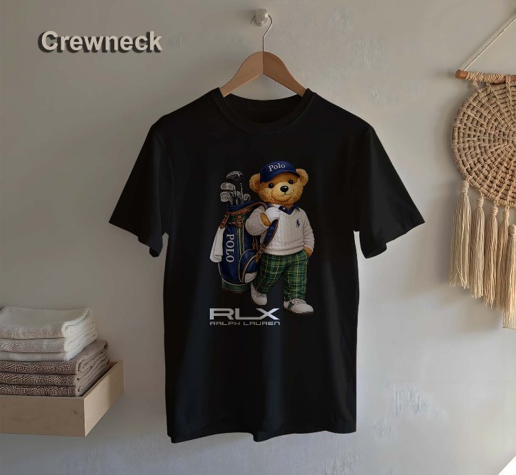 Polo T-shirt Bear Playing Golf Design For Men Us Size