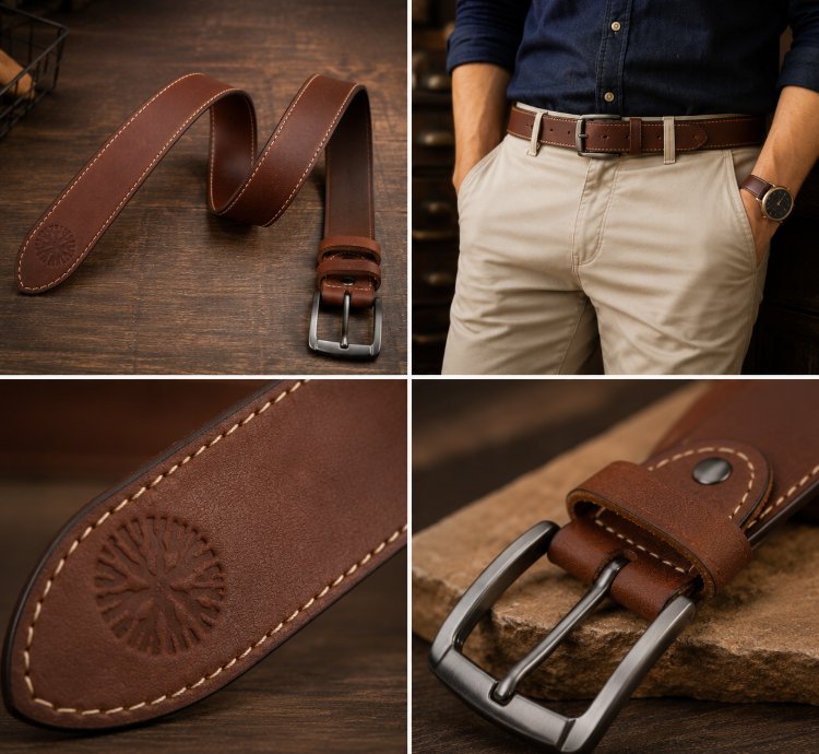 Handmade Genuine Cow Leather Belt For Men Vintage Brown Leather Belt Stainless Steel Buckle Casual Jeans Belt Artisan...