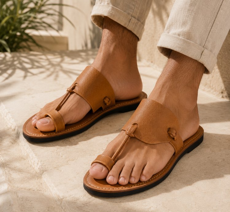 Handmade Artisan Leather Sandals In Black