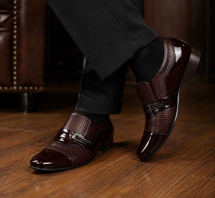 Mens Genuine Cow Leather Dress Shoes In Black