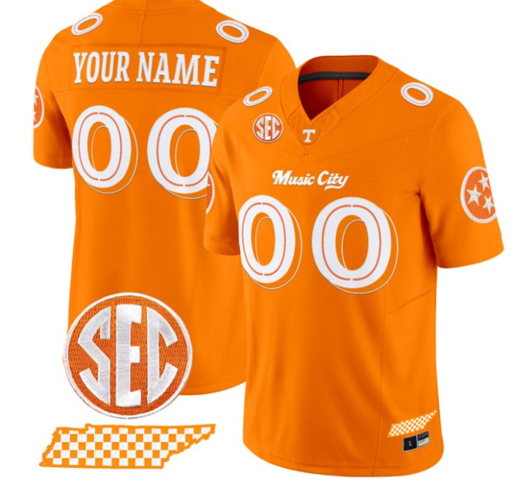 Custom Tennessee Vols Jersey Music City Edition Limited Stitched Orange
