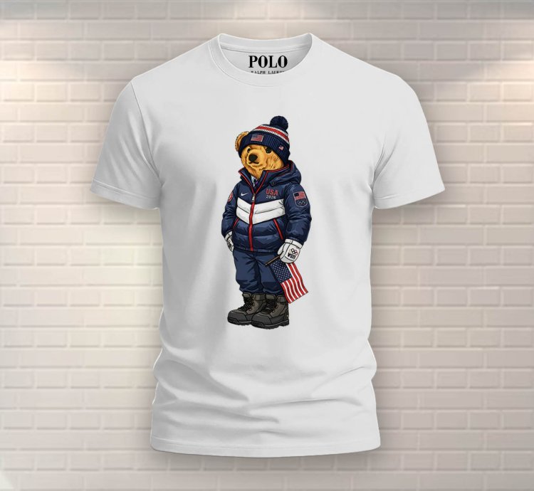 Patriotic American Bear Shirt White