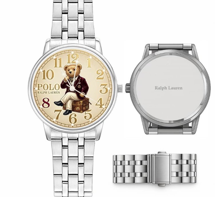 Preppy Dapper Sitting Bear Cream Dial Mens Watch235 Silver Steel