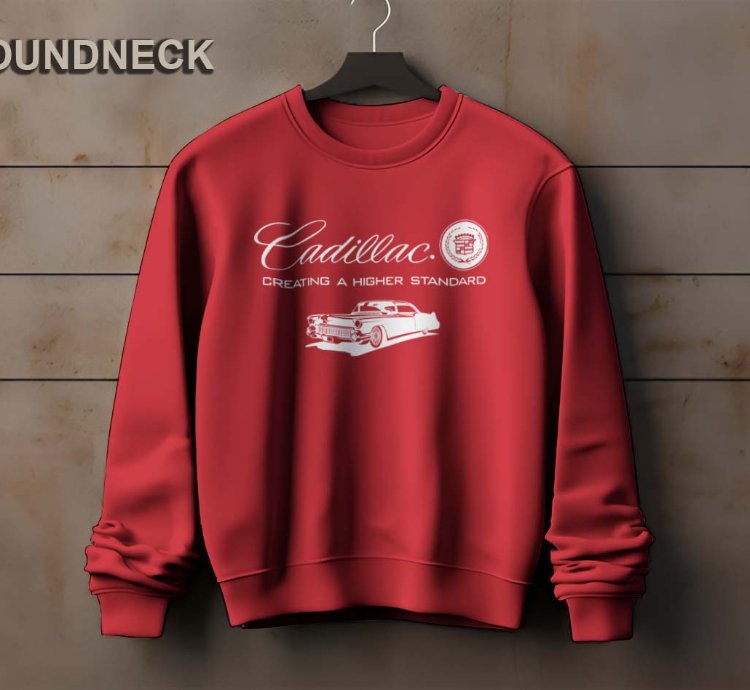 Cadillac Logo Sweatshirt Elegant Classic Car Design Us Size