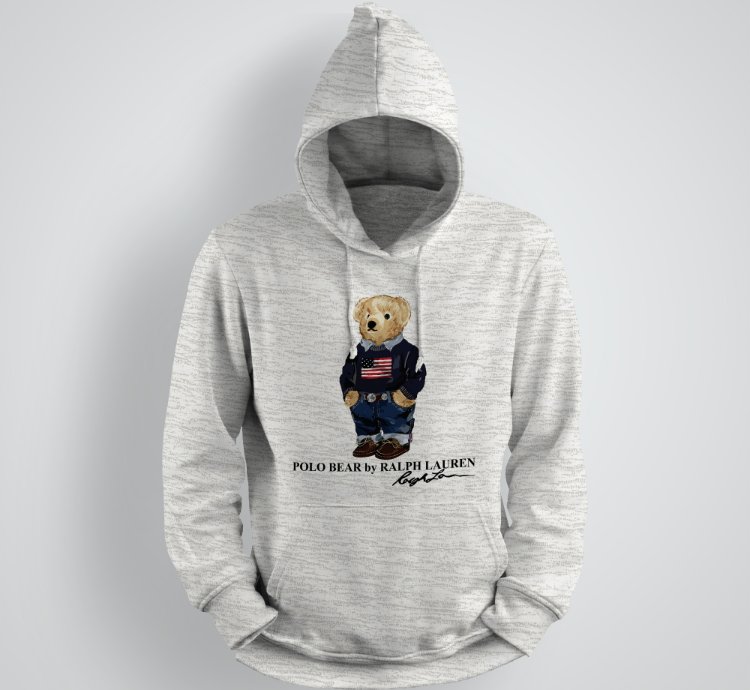 Classic Bear Hoodie Unisex Pullover Gray