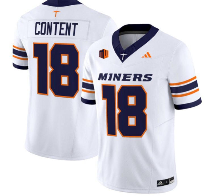 Justin Content Jersey 18 Utep Miners 2016 Vapor Limited Stitched White