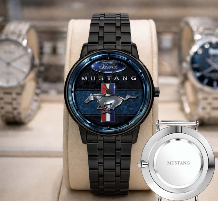 Mustang Logo Classic Watch For Men With Silver Steel Strap