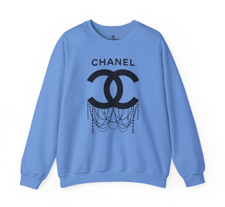 Chanel Logo Necklace Carolina Blue Sweatshirt - Size Usa