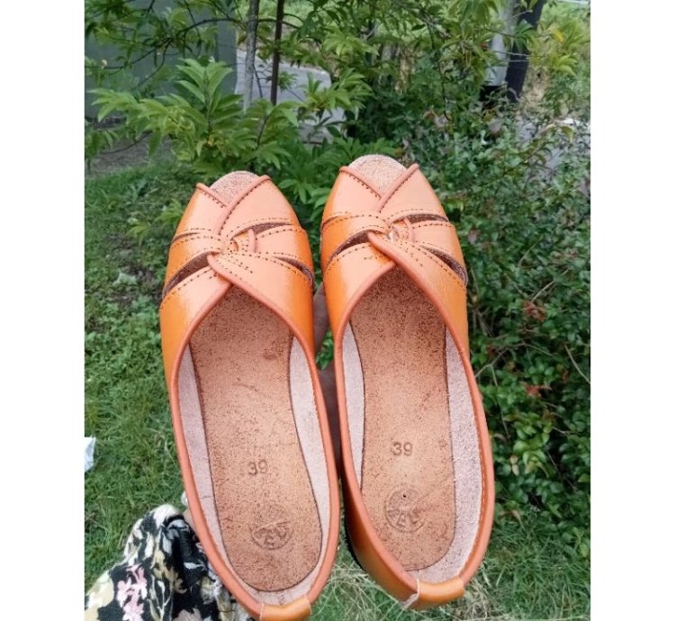 Handmade Genuine Leather Ballet Flats Brown Slip On Casual Shoes