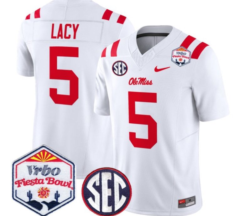 Kewan Lacy 5 Ole Miss Rebels Football Jersey 2026 Fiesta Bow Vapor Patch All Stitched