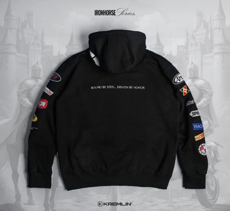 Kremlin - Racer Pullover Hoodie Embroidered Ironhorse Series Black